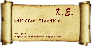 Küffer Elemér névjegykártya